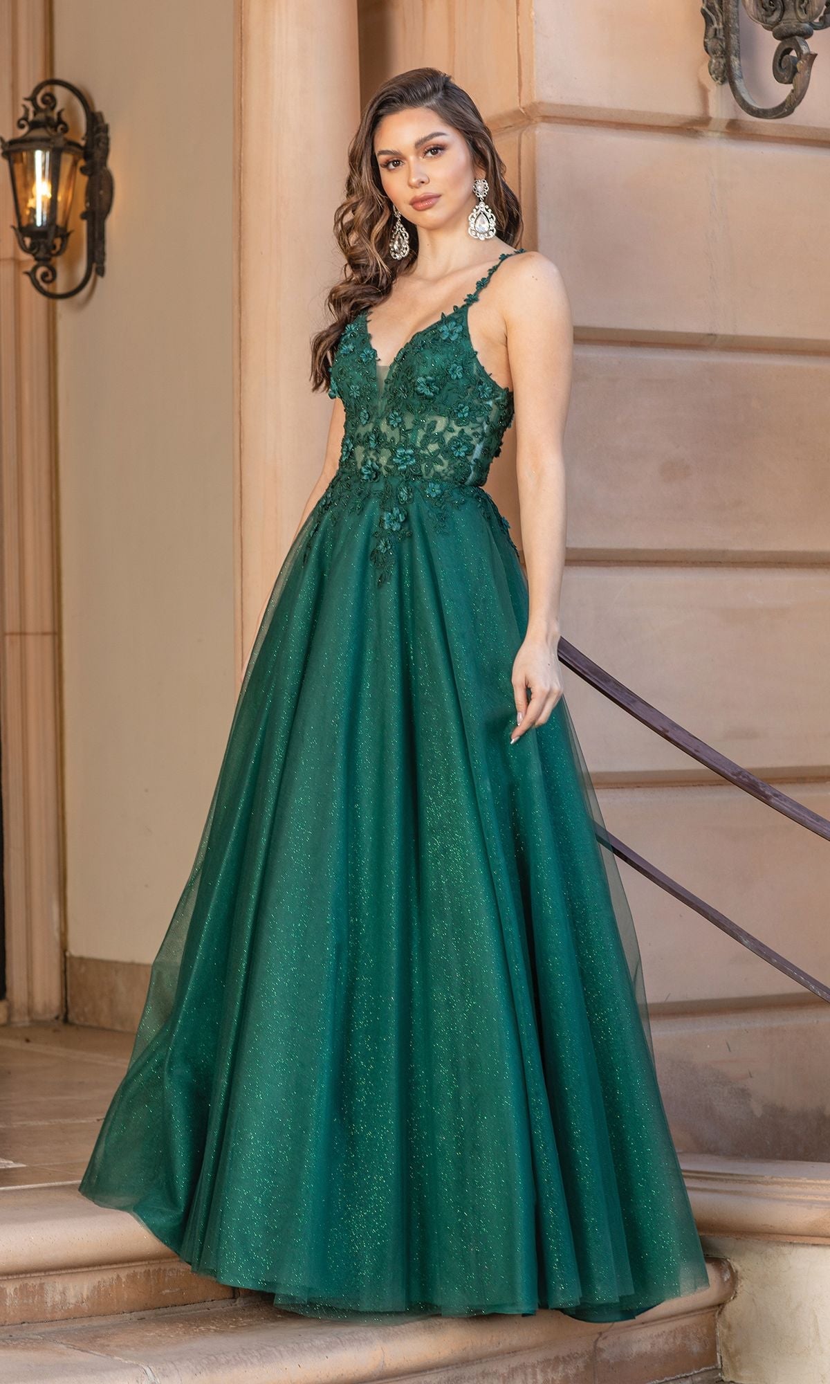 Cinderella Divine Emerald Green Glitter Sleeveless Ball Gown – Unique  Vintage